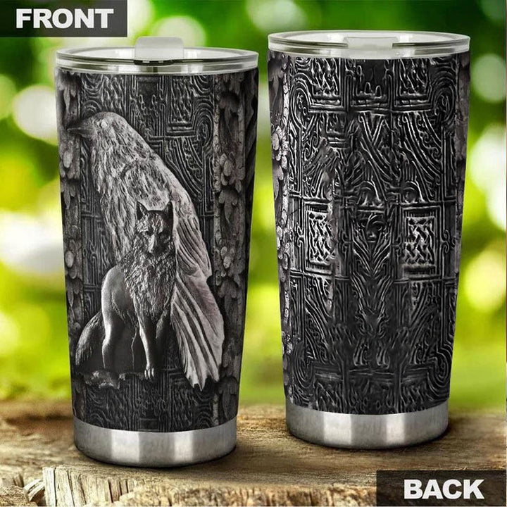 WorldNorse Wolf Raven Vakuumisolierter Becher