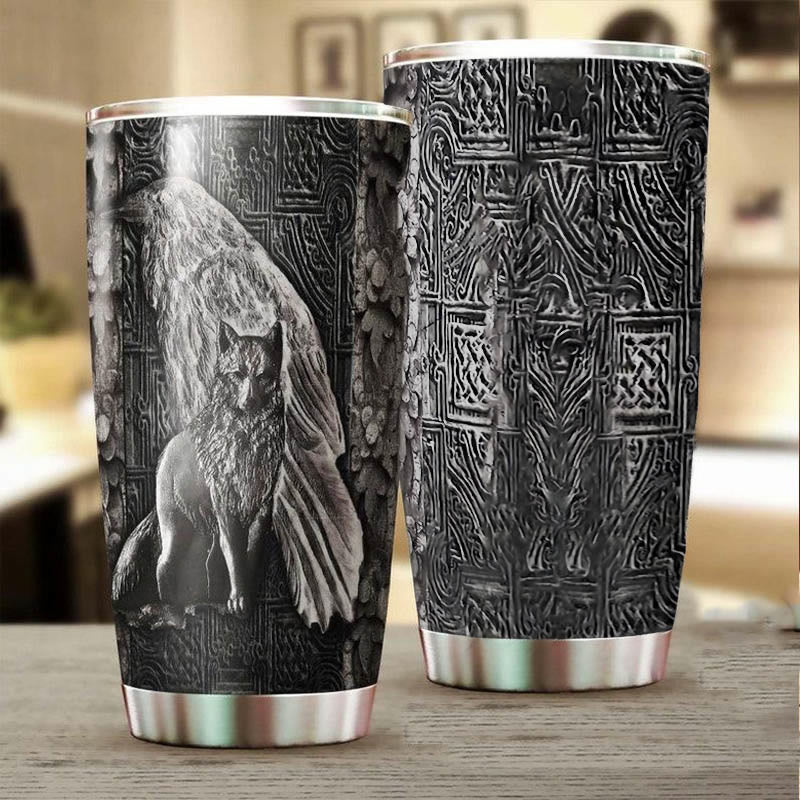 WorldNorse Wolf Raven Vakuumisolierter Becher