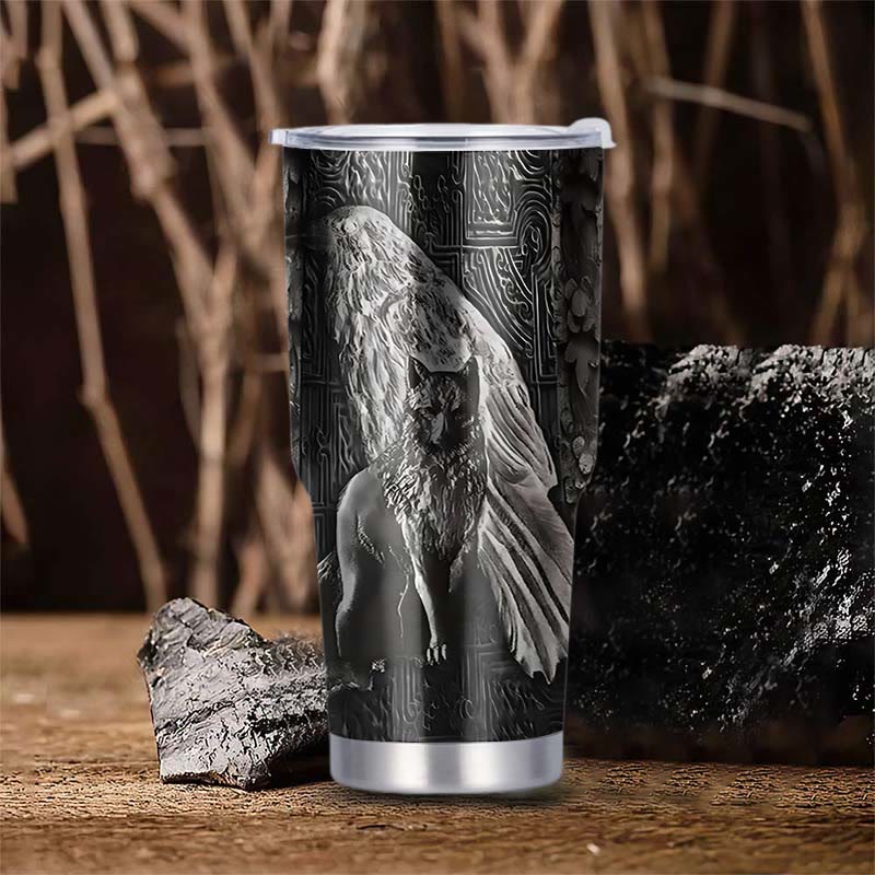 WorldNorse Wolf Raven Vakuumisolierter Becher