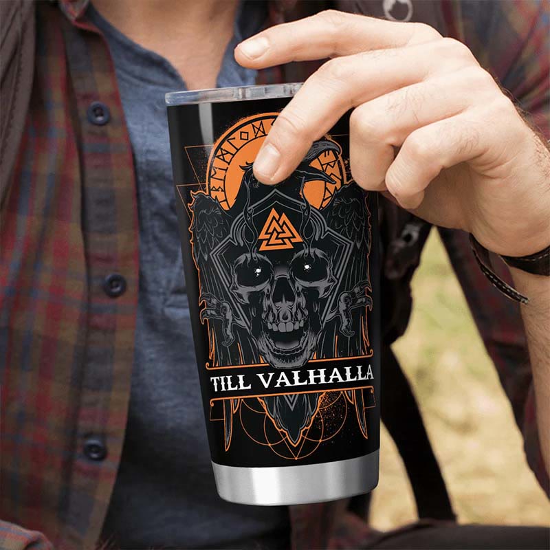 WorldNorse Till Valhalla Raven Viking Vegvisir Becher