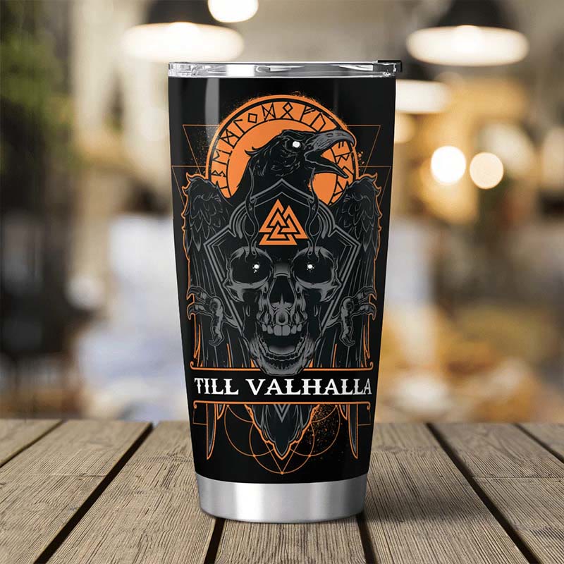 WorldNorse Till Valhalla Raven Viking Vegvisir Becher