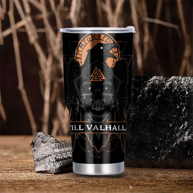 WorldNorse Till Valhalla Raven Viking Vegvisir Becher