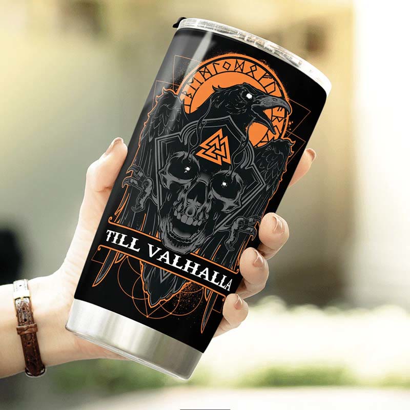 WorldNorse Till Valhalla Raven Viking Vegvisir Becher