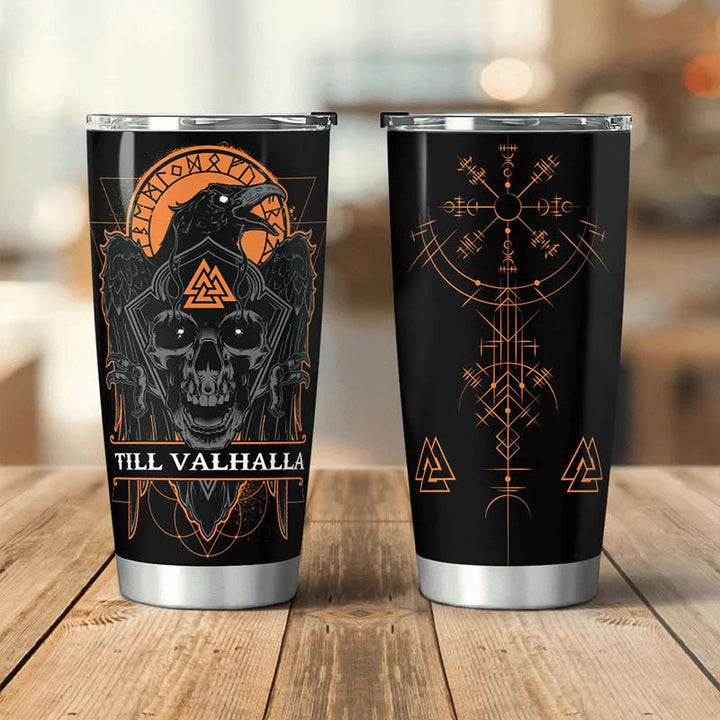 WorldNorse Till Valhalla Raven Viking Vegvisir Becher