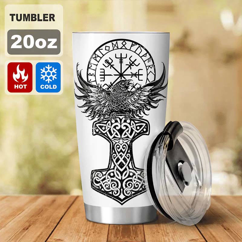 WorldNorse Raven Mjölnir Yggdrasil Tree Vegvisir Becher