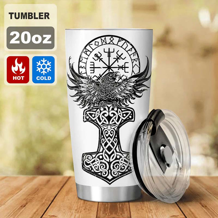 WorldNorse Raven Mjölnir Yggdrasil Tree Vegvisir Becher