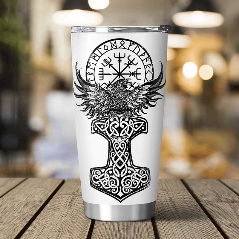 WorldNorse Raven Mjölnir Yggdrasil Tree Vegvisir Becher
