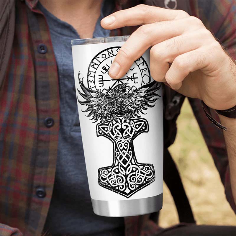 WorldNorse Raven Mjölnir Yggdrasil Tree Vegvisir Becher