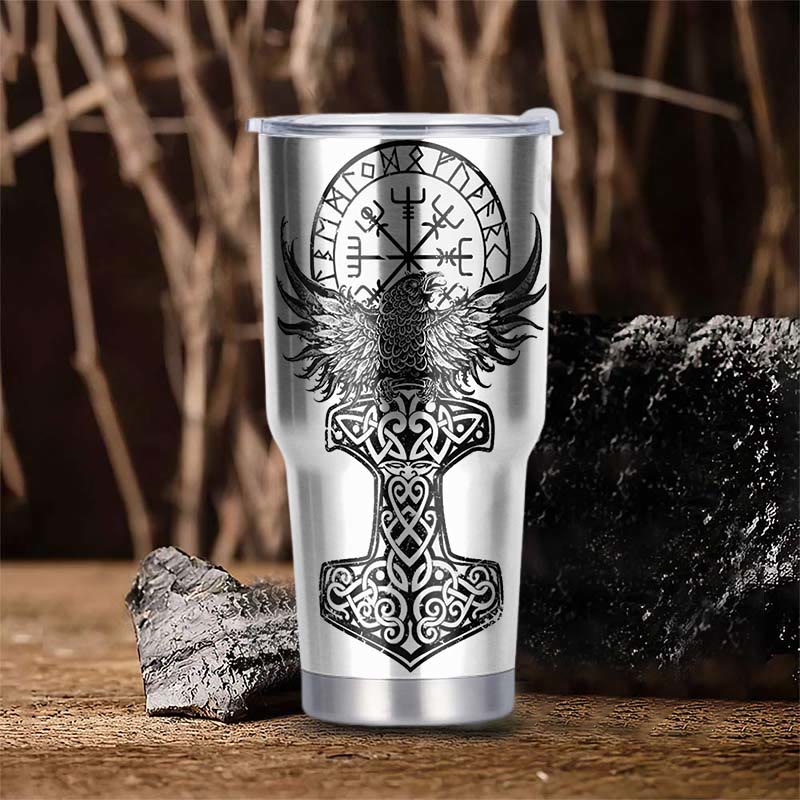 WorldNorse Raven Mjölnir Yggdrasil Tree Vegvisir Becher