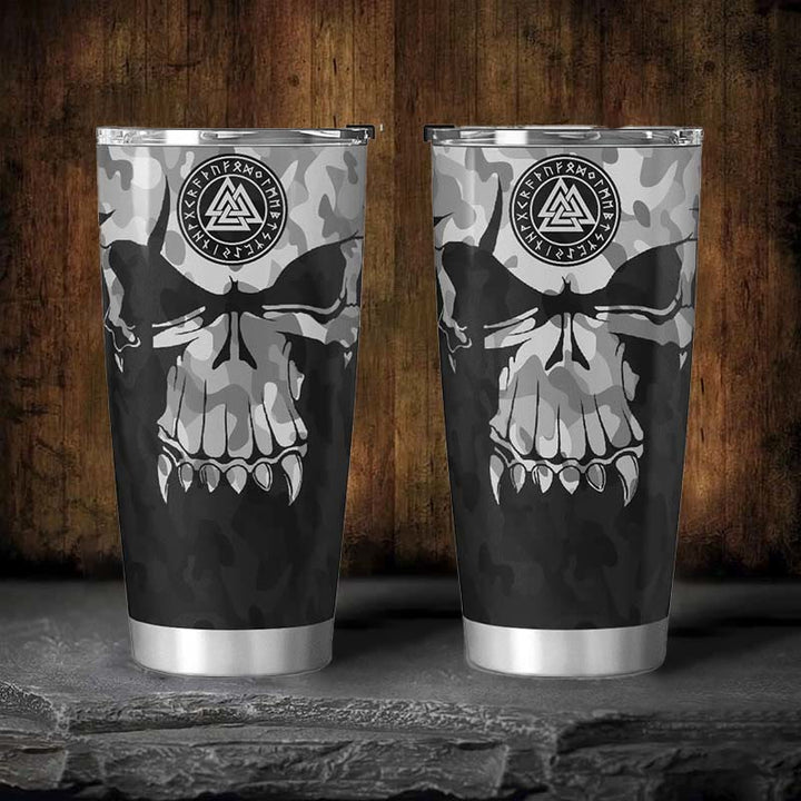 WorldNorse Totenkopf Camo Valknut Wikinger Runen Becher