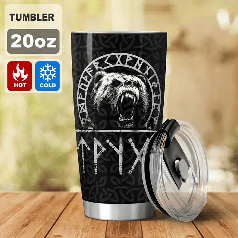 WorldNorse Wikinger Bär und Raven Dreifaches Horn von Odin Becher