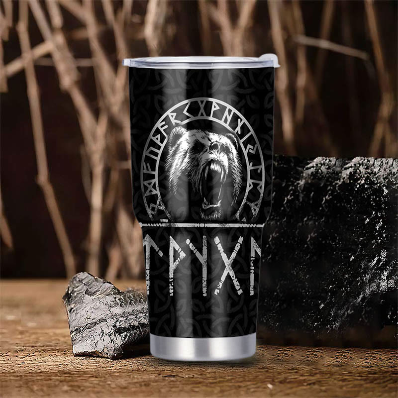 WorldNorse Wikinger Bär und Raven Dreifaches Horn von Odin Becher