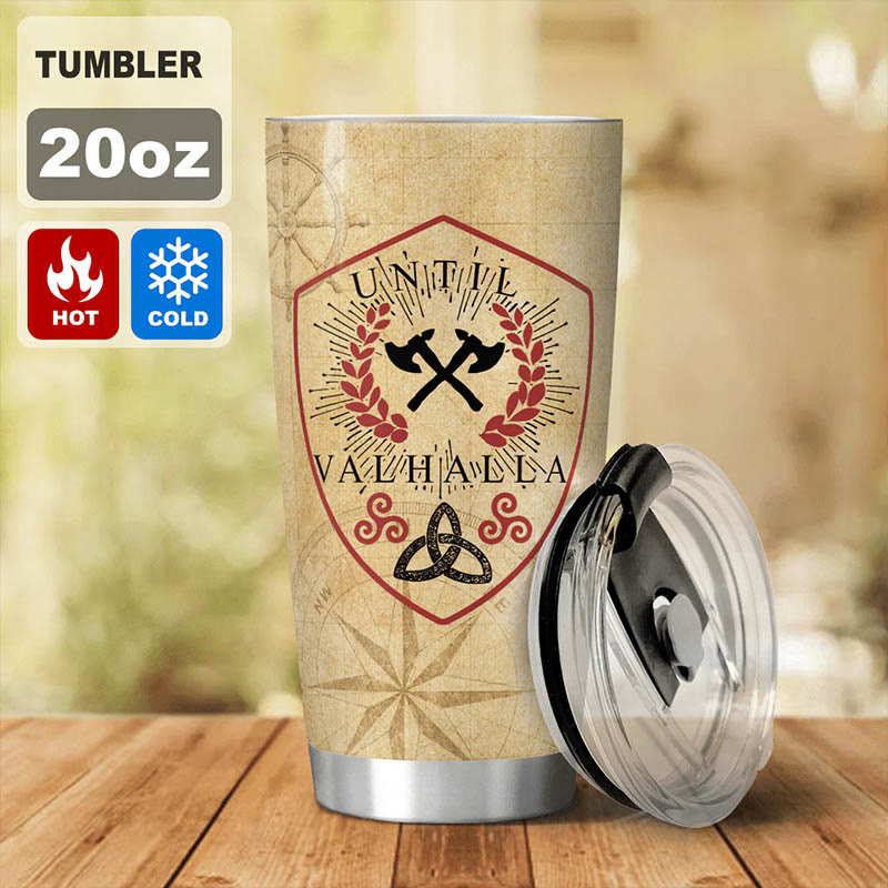 WorldNorse Until Valhalla Wikinger Axt Triquetra Valknut Becher