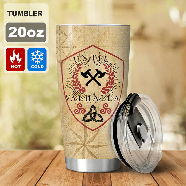 WorldNorse Until Valhalla Wikinger Axt Triquetra Valknut Becher