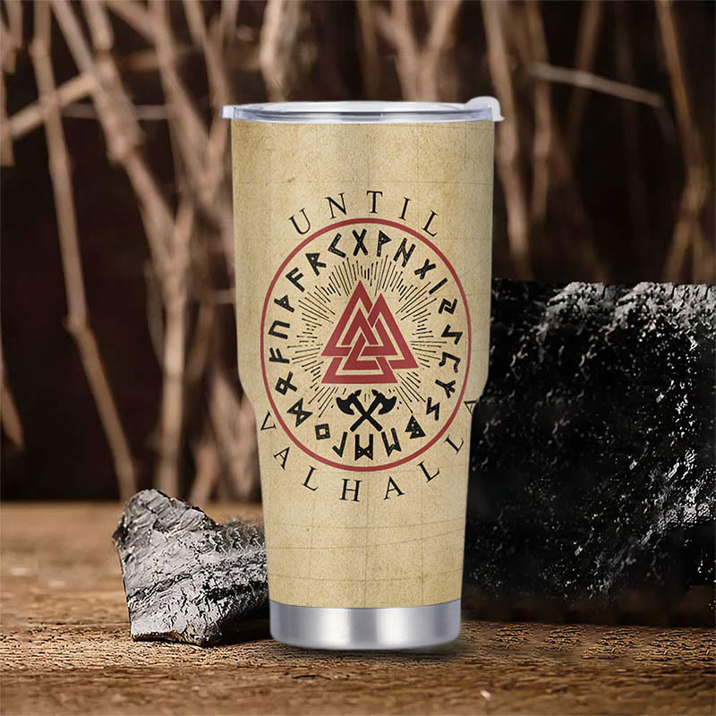 WorldNorse Until Valhalla Wikinger Axt Triquetra Valknut Becher