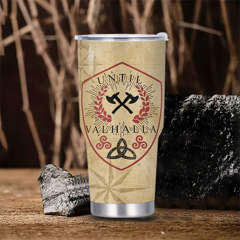 WorldNorse Until Valhalla Wikinger Axt Triquetra Valknut Becher