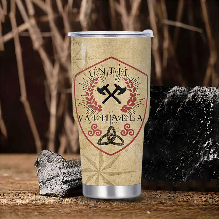 WorldNorse Until Valhalla Wikinger Axt Triquetra Valknut Becher