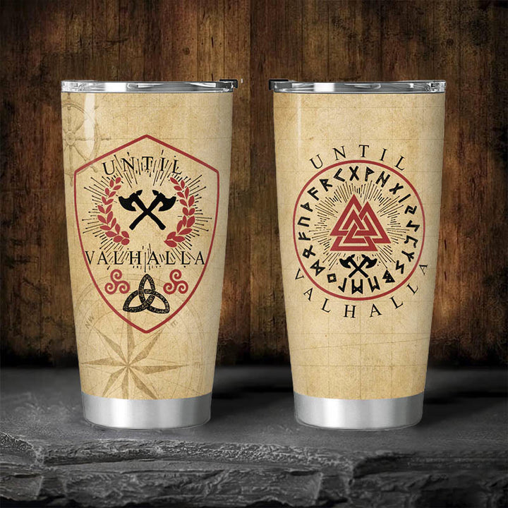 WorldNorse Until Valhalla Wikinger Axt Triquetra Valknut Becher