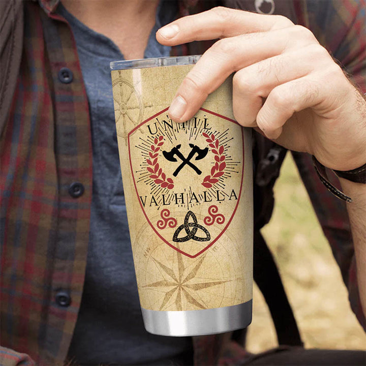 WorldNorse Until Valhalla Wikinger Axt Triquetra Valknut Becher