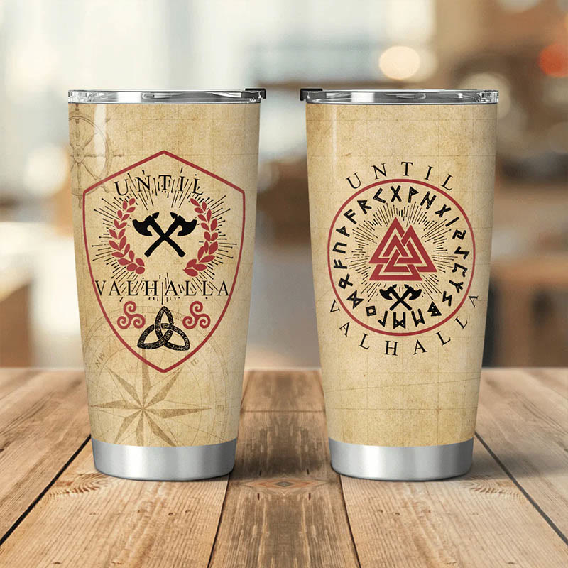 WorldNorse Until Valhalla Wikinger Axt Triquetra Valknut Becher