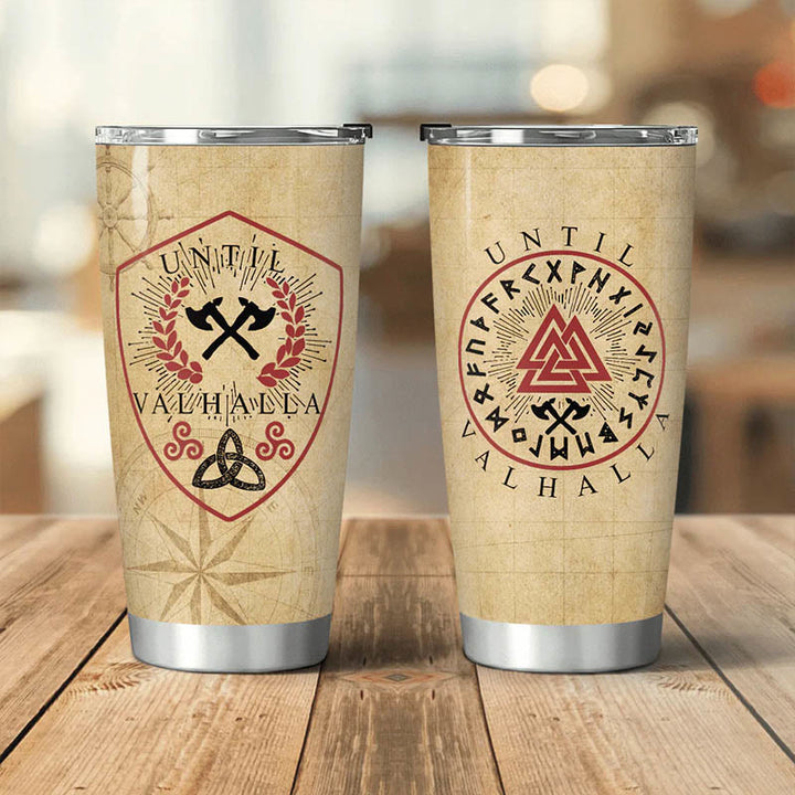 WorldNorse Until Valhalla Wikinger Axt Triquetra Valknut Becher