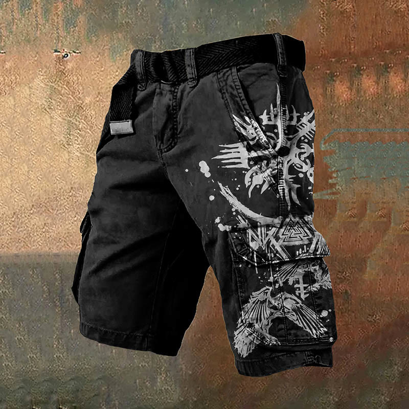 WorldNorse Raven Valknut Vintage Cargo-Shorts - Weiß - US/UK/AU50, EU60 (5XL) - image 0