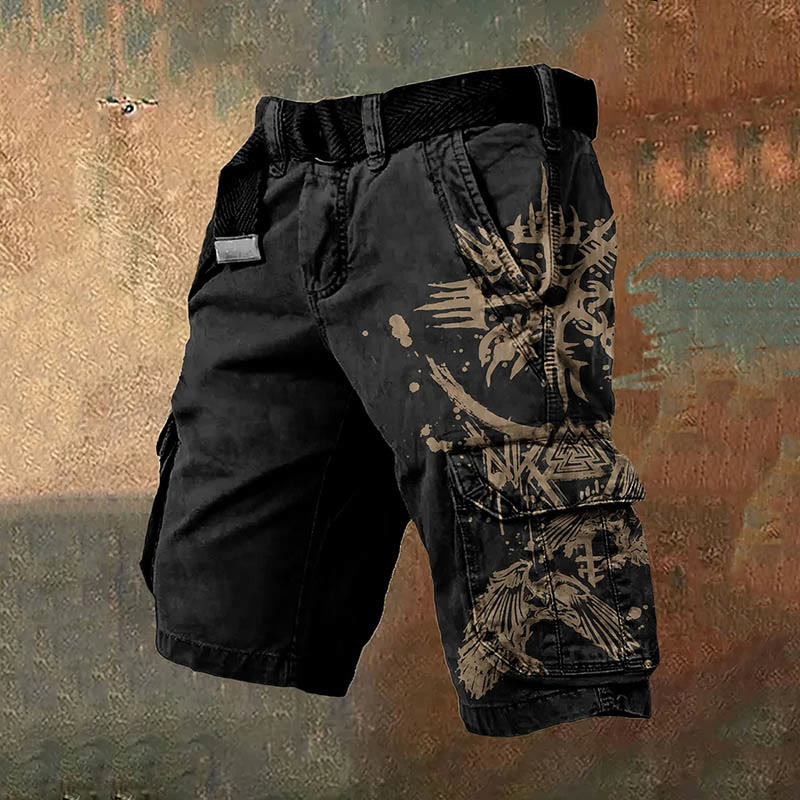 WorldNorse Raven Valknut Vintage Cargo-Shorts - Gold - US/UK/AU50, EU60 (5XL) - image 1