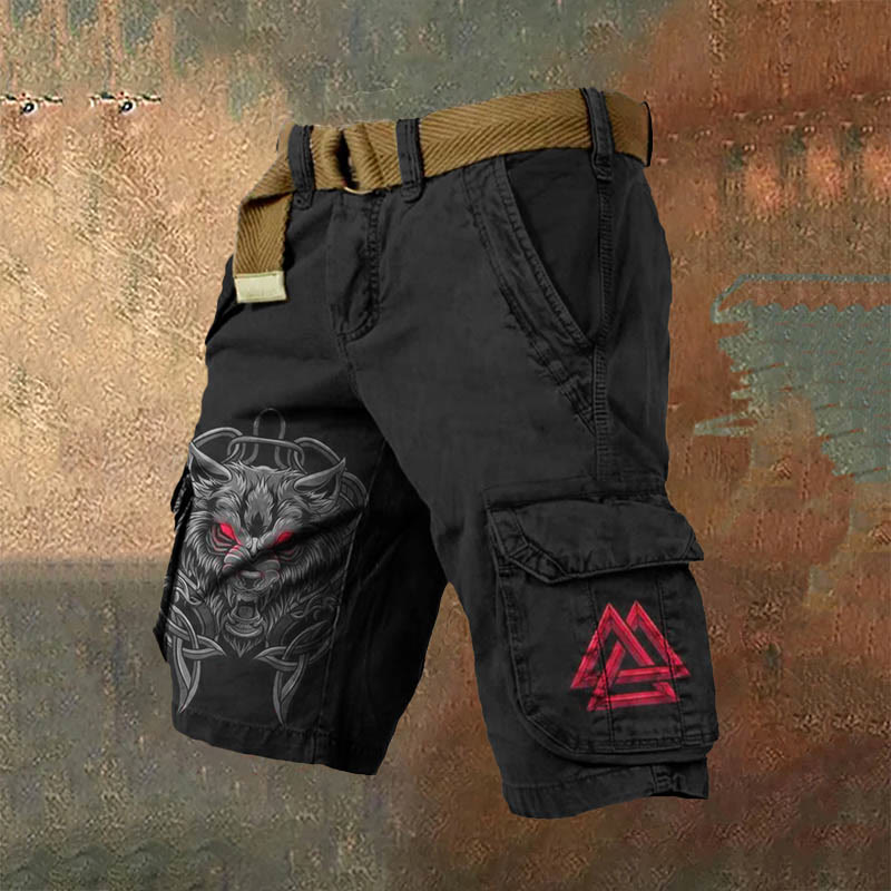 WorldNorse Viking Valknut Wolves Cargo-Shorts - US/UK/AU50, EU60 (5XL) - image 1
