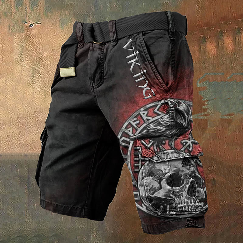 WorldNorse Raven Vegvisir Totenkopf- Cargo-Shorts - US/UK/AU50, EU60 (5XL) - image 1