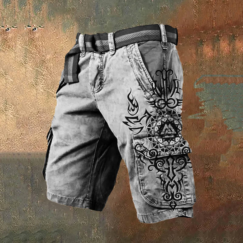 WorldNorse – Cargo-Shorts mit Keltischer Knoten und Wikingerwölfen - Schwarz - US/UK/AU50，EU60 (5XL) - image 3
