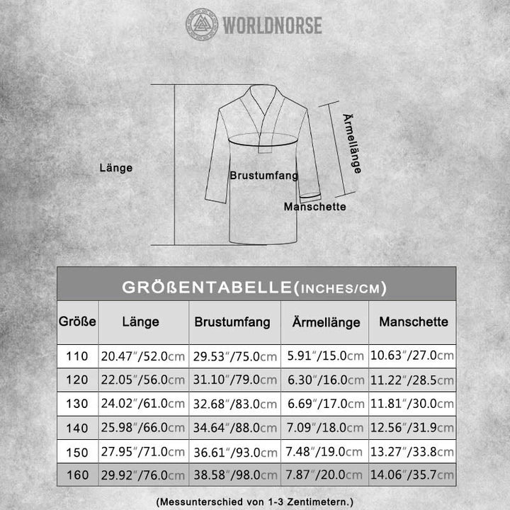 WorldNorse Mittelalterliches Tunika-Kostümhemd mit besticktem Besatz