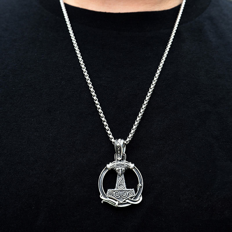 WorldNorse 925 Sterling Silber Mjölnir Huginn and Muninn Halskette