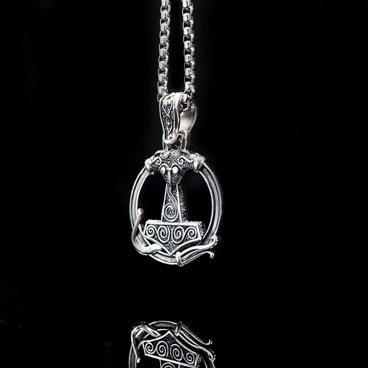 WorldNorse 925 Sterling Silber Mjölnir Huginn and Muninn Halskette