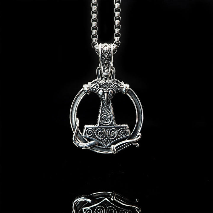 WorldNorse 925 Sterling Silber Mjölnir Huginn and Muninn Halskette