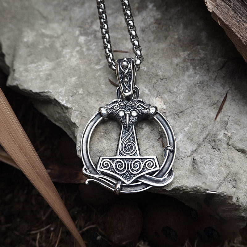 WorldNorse 925 Sterling Silber Mjölnir Huginn and Muninn Halskette
