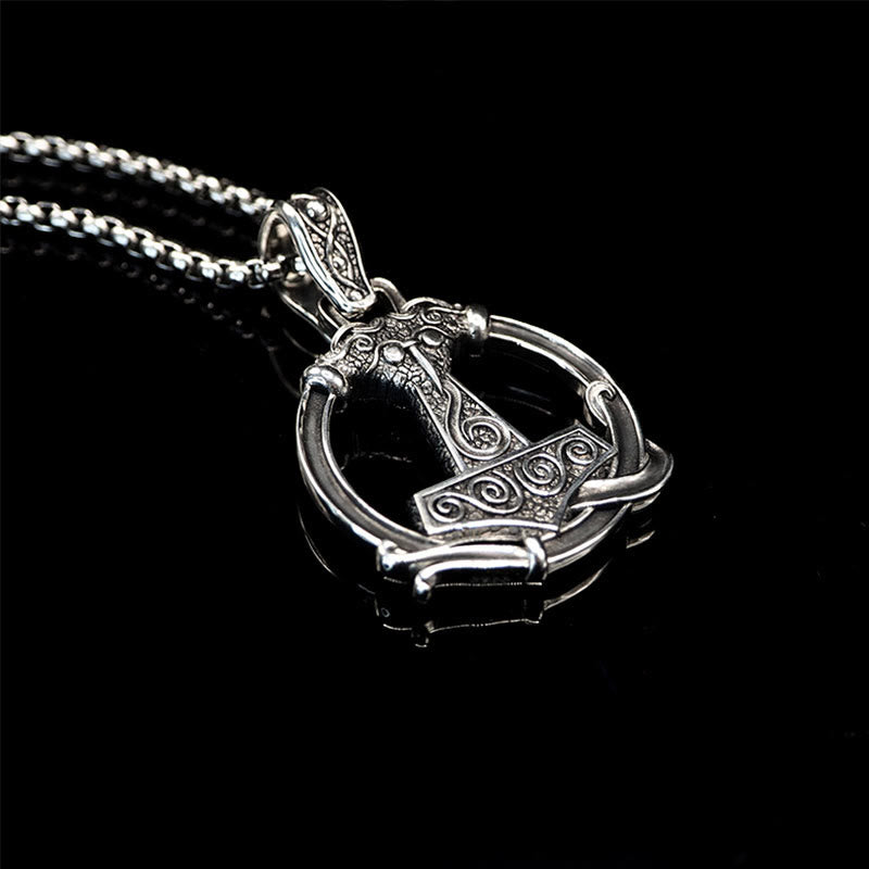 WorldNorse 925 Sterling Silber Mjölnir Huginn and Muninn Halskette