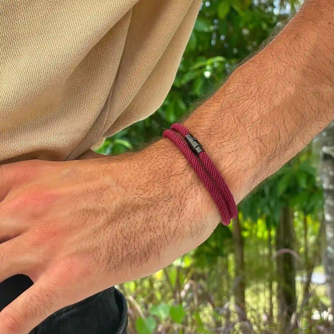 WorldNorse Minimalistisches geflochtenes Armband aus Edelstahl mit Magnetverschluss - Weinrot - L(45 cm) - image 9