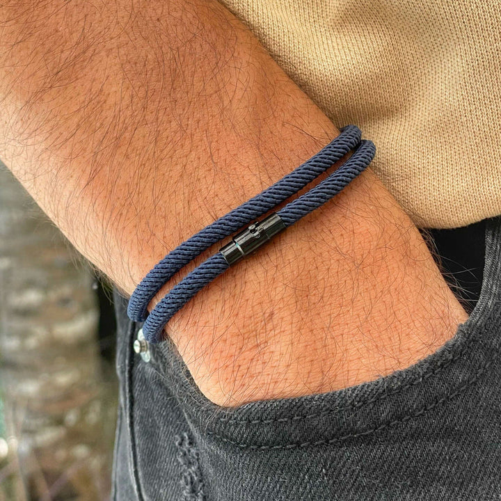 WorldNorse Minimalistisches geflochtenes Armband aus Edelstahl mit Magnetverschluss - Marineblau - L(45 cm) - image 6