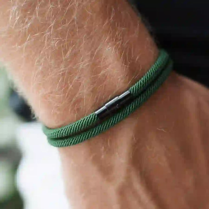 WorldNorse Minimalistisches geflochtenes Armband aus Edelstahl mit Magnetverschluss - Dunkelgrün - L(45 cm) - image 14