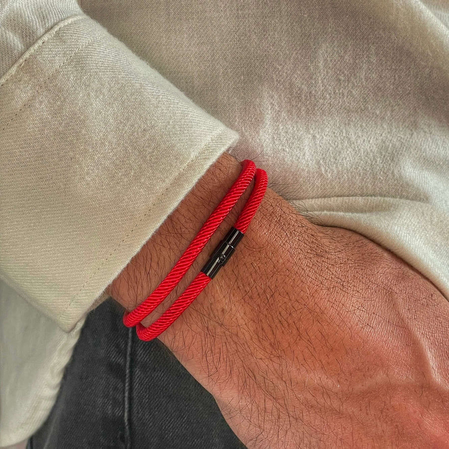 WorldNorse Minimalistisches geflochtenes Armband aus Edelstahl mit Magnetverschluss - Rot - L(45 cm) - image 19