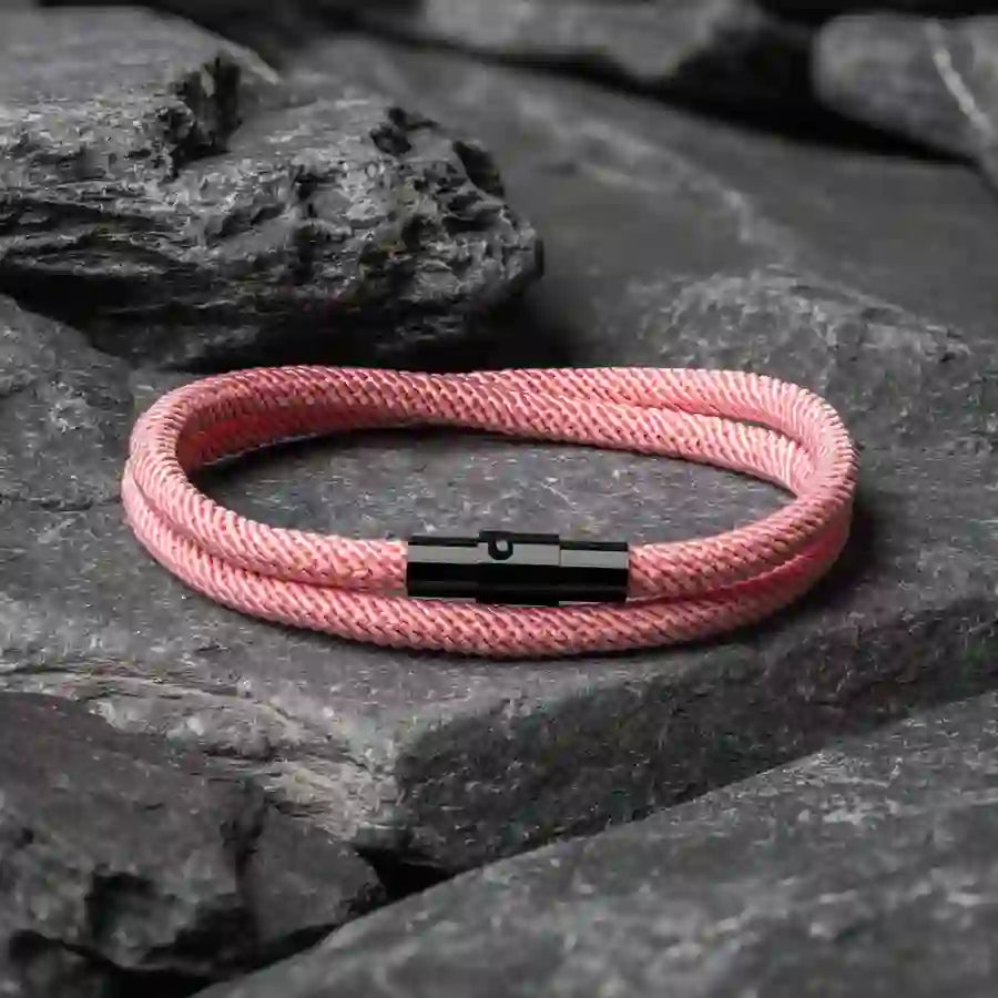 WorldNorse Minimalistisches geflochtenes Armband aus Edelstahl mit Magnetverschluss - Rosa - L(45 cm) - image 28
