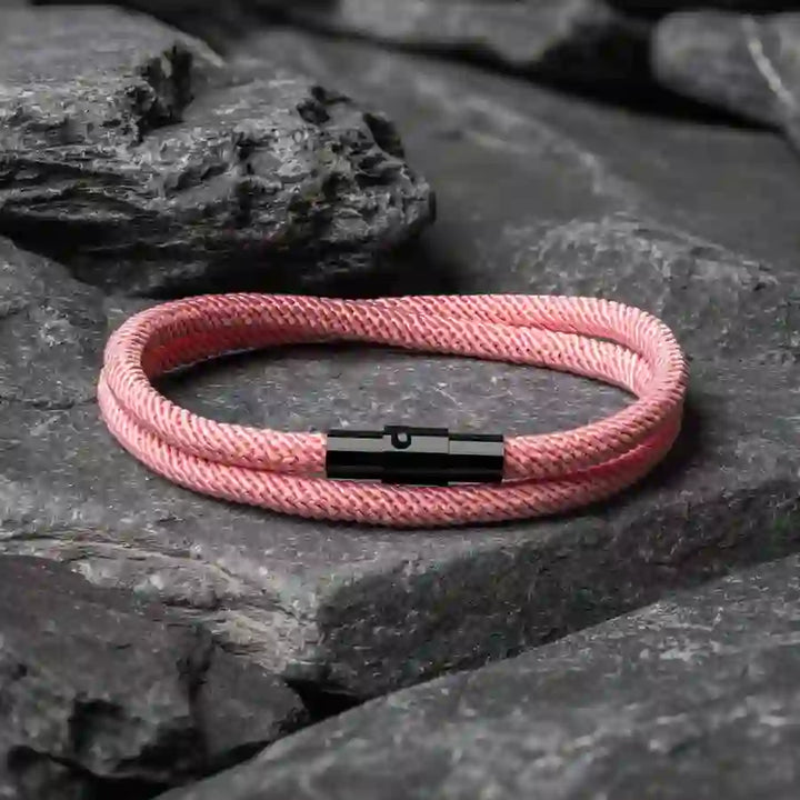 WorldNorse Minimalistisches geflochtenes Armband aus Edelstahl mit Magnetverschluss - Rosa - L(45 cm) - image 28