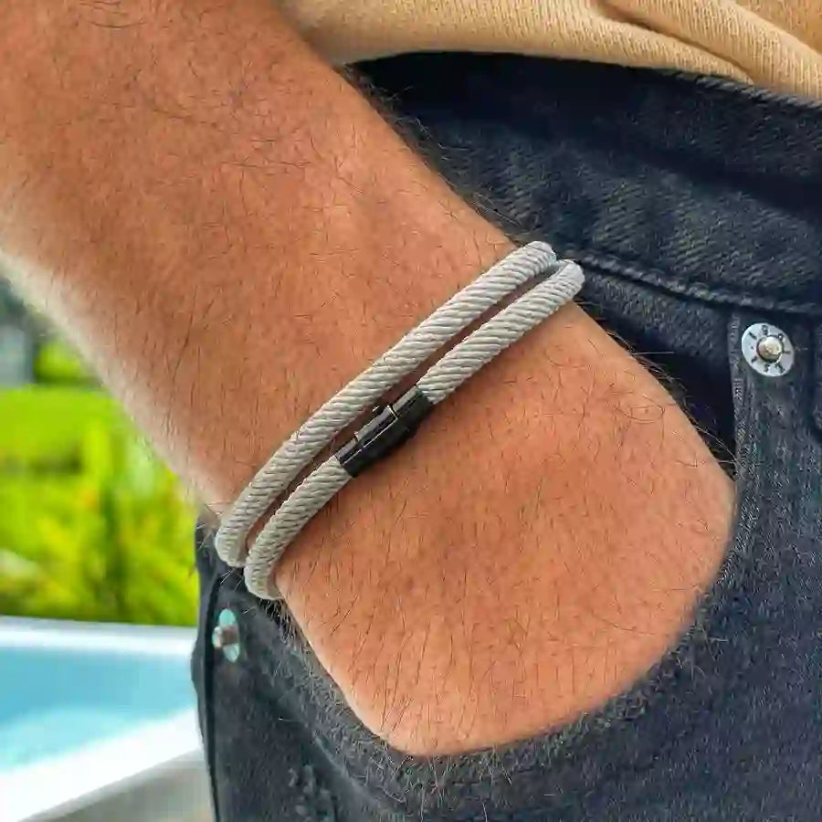 WorldNorse Minimalistisches geflochtenes Armband aus Edelstahl mit Magnetverschluss - Grau - L(45 cm) - image 29