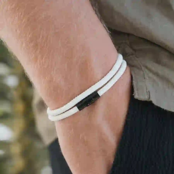 WorldNorse Minimalistisches geflochtenes Armband aus Edelstahl mit Magnetverschluss - Cremefarben - L(45 cm) - image 32