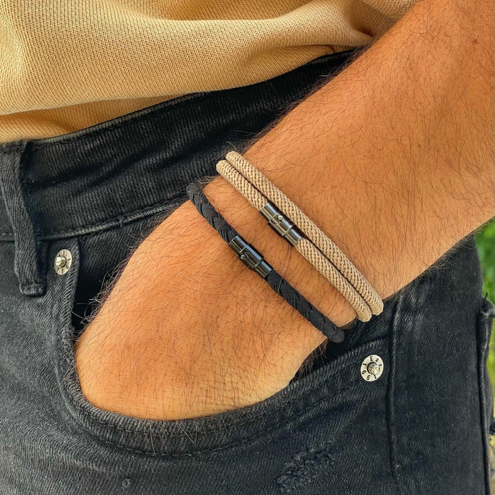 WorldNorse Minimalistisches geflochtenes Armband aus Edelstahl mit Magnetverschluss - Kamel - L(45 cm) - image 38