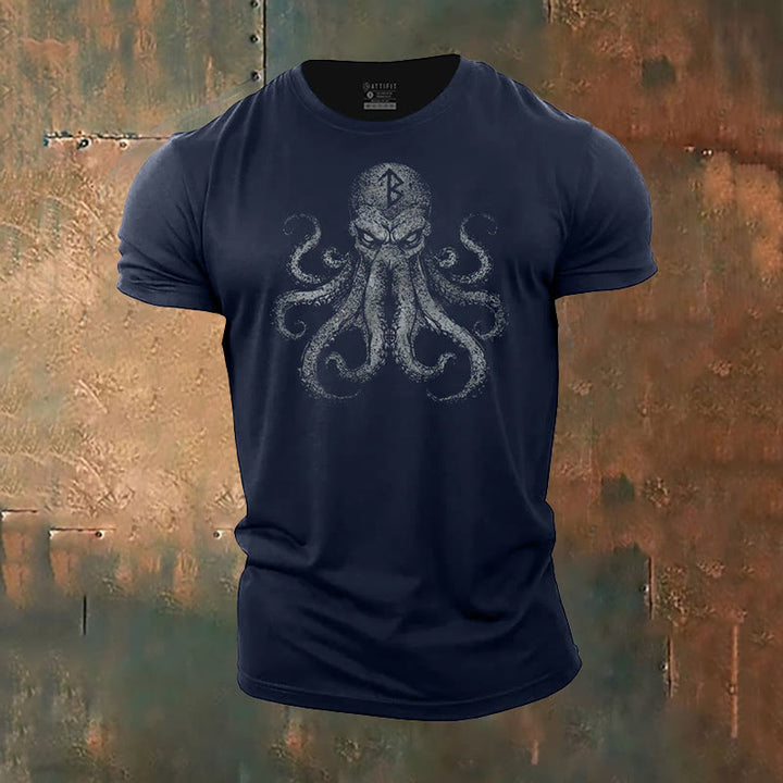 WorldNorse Mystic T-Shirt mit Rune und Oktopus-Print