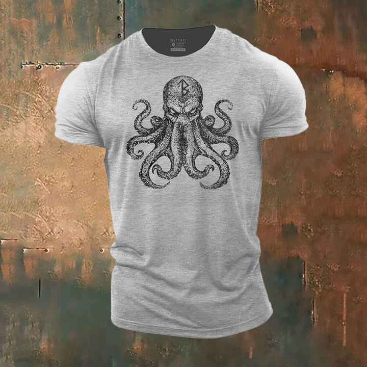 WorldNorse Mystic T-Shirt mit Rune und Oktopus-Print