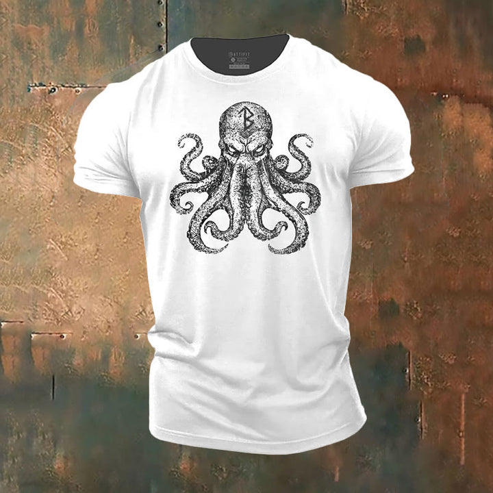 WorldNorse Mystic T-Shirt mit Rune und Oktopus-Print