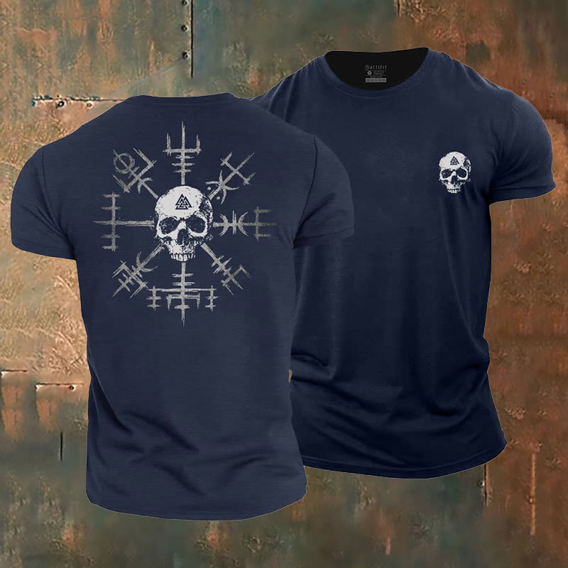 WorldNorse Vegvisir Totenkopf Design T-Shirt - Marineblau - US/UK/AU50, EU60 (5XL) - image 1