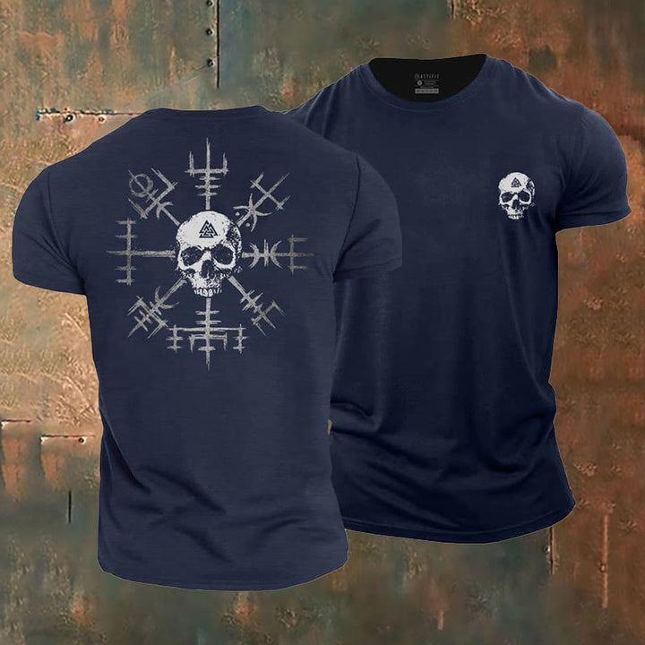WorldNorse Vegvisir Totenkopf Design T-Shirt - Marineblau - US/UK/AU50, EU60 (5XL) - image 1